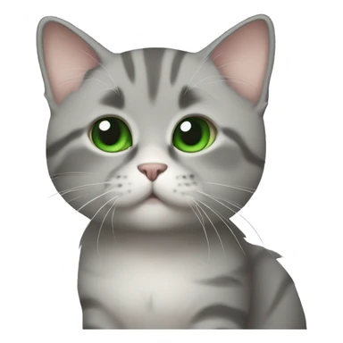 A cute gray munchkin cat with green eyes ￼ sticker