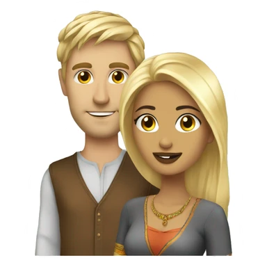 Pretty indian girl with hot blonde white guy sticker