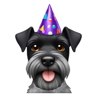 Black miniature schnauzer with party hat on  sticker