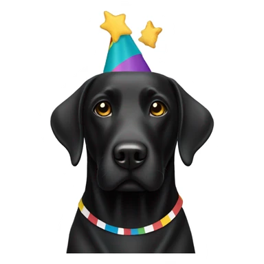Black Labrador with happy birthday flag sticker