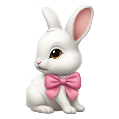 Baby bunny with coquette bow on ear sticker
