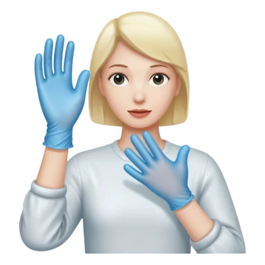 pulling on plastic glove sticker