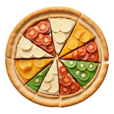 a pie chart sitting on top of a pizza  which has no other toppings sticker