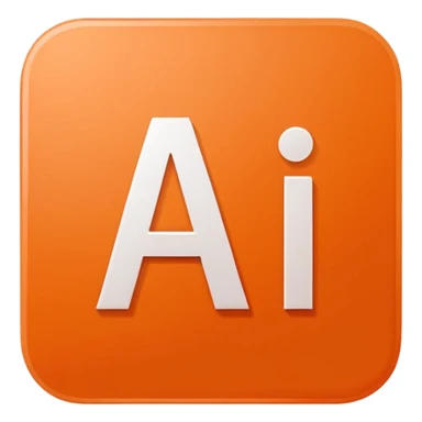 Adobe Illustrator logo, orange square with rounded corners, bold white 'Ai' letters, simple and recognizable sticker