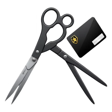 Floating black Scissors cutting in half an idf soldier ID card in 2 parts .hyper realistic sticker