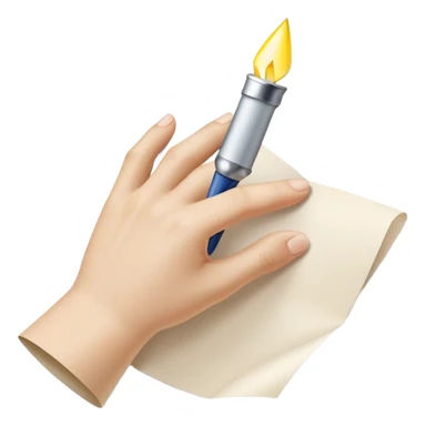 **Image Description:**  
A glowing hand emerges from a piece of paper, holding out a pen. The present self reaches for it, symbolizing the moment of taking action and breaking free from procrastination. sticker