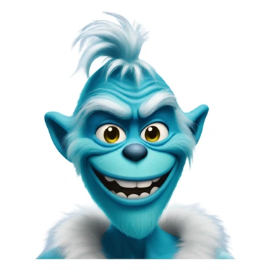 blue grinch smirking sticker