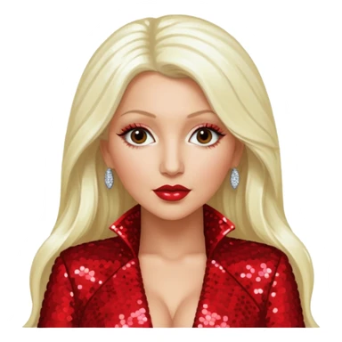 Christina Aguilera with long platinum blonde hair, red sequin outfit sticker