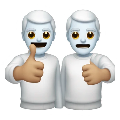 White ugly man holding two thumbs up with creepy smile sticker