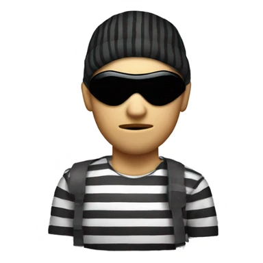 A thief with a striped shirt a money bag and a black eye mask sticker