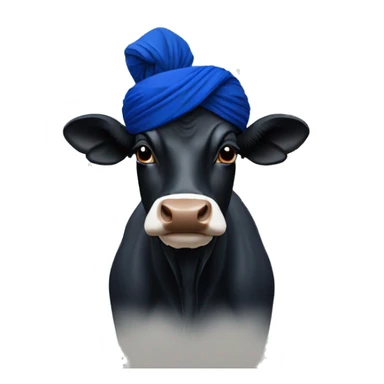 Black Sikh cow  with a dark blue turban small sticker