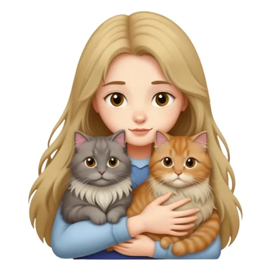 A long-haired girl hugs a British longhair cat tightly sticker