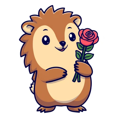 hedgehog with a bouquet of roses sticker