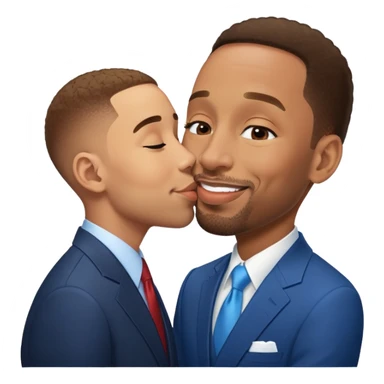Stephen A Smith kissing a light skin man with a fade sticker