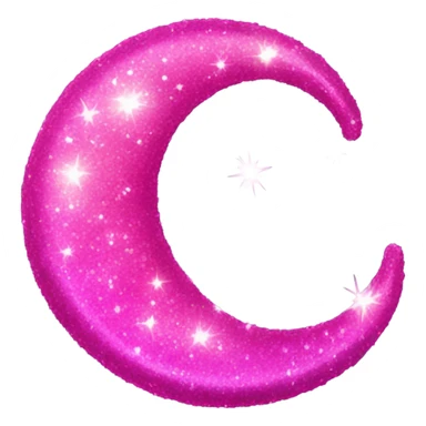 Hot pink crystallized crescent moon with glitter sticker