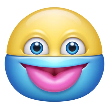 A translucent blue half-sphere with pink lips and two yellow eyes and 8 toes around the bottom sticker