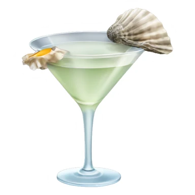 Martini with an oyster garnish sticker