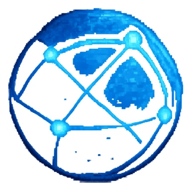 Edit this 3D pixel art style globe icon by removing the terrain and transforming it into a network connected icon with lines and nodes. Keep the 3D pixel art style and maintain a transparent background. sticker