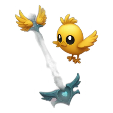 keyblade hearts with a bird man  sticker