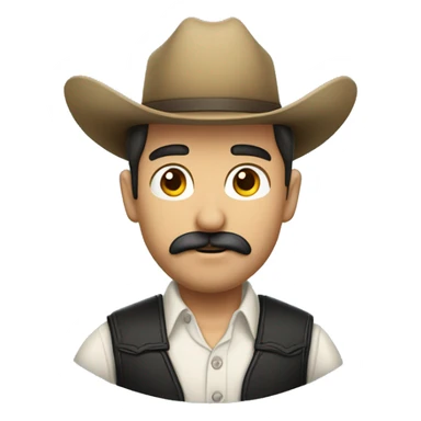 Vaquero hombre blanco con pelo chino y bigote sticker
