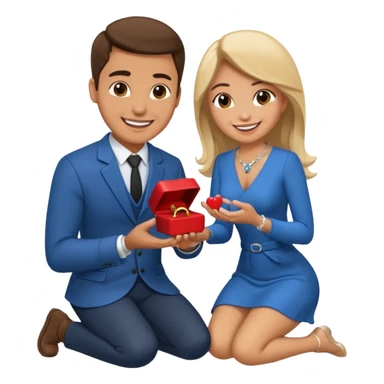 Man getting proposed to by woman on knees sticker