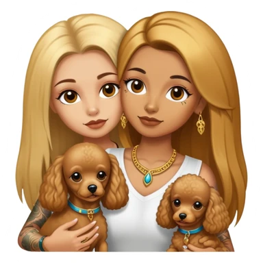 a  girl with glod  straight long hair and tattoos and (two) miniature poodles sticker