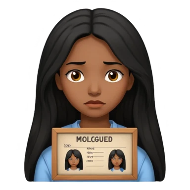 sad black prisoner long haired woman mug shot with bg no cup no mug sticker