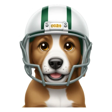 Puppy wearing football helmet sticker