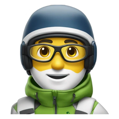 Un garçon blanc qui porte das lunettes de ski, il a les cheveux noirs et un survetement de lacoste sticker