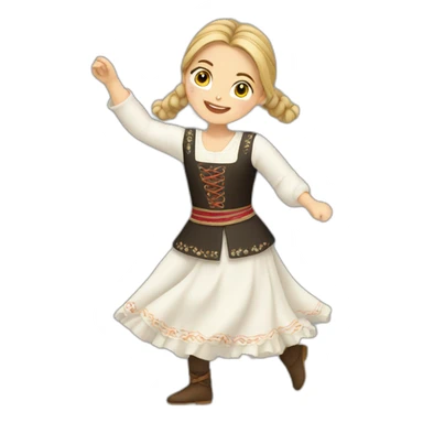 white girl in folk costume dancing sticker