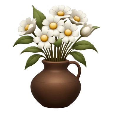 White flowers Cotton in a brown vase sticker