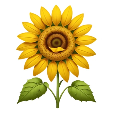 dying flower emoji with sunflower-like features, yellow petals and large brown center, some petals falling off and leaves drooping sticker