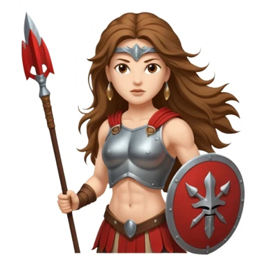 long haired woman spartan warrior holding spear and shield sticker
