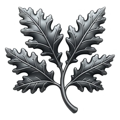 Black and silver filigree Oak leaf, 3D, extremely detailed design sticker