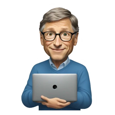 bill gates holding an HP PC sticker