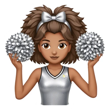 Cheerleader with hair down and Pom Pom’s wearing all silver and glitter sticker