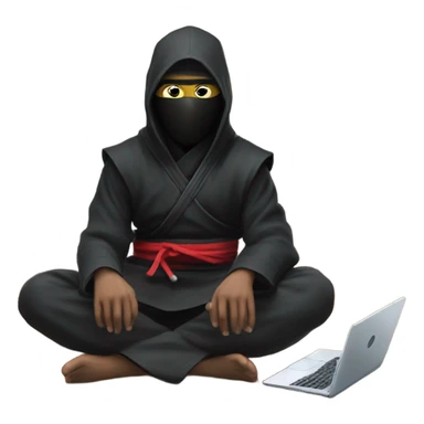 ninja hacking behind a laptop sticker