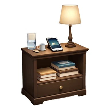 A dimly lit bedroom with a phone tucked away on a nightstand across the room. The bed is neatly made, and a glass of water sits beside a book on a cozy nightstand. Soft lighting signals a peaceful wind-down, representing the calm and control that comes from reclaiming your evenings. sticker