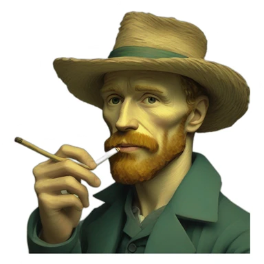 Vincent Van Gogh in 2023 chilling with a joint in hand with the boys sticker