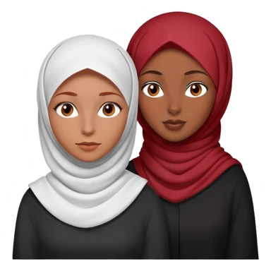 White girl with red hair and brown eyes WITH NO HIJAB ON next to a black girl wearing a hijab  sticker