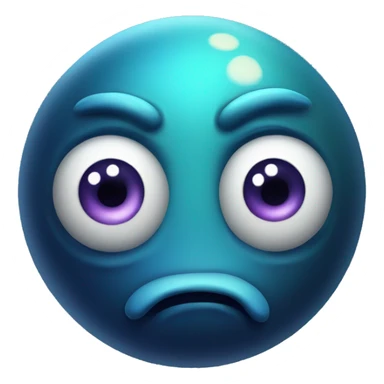 planet Neptune with a cartoon sad face with big kind eyes sticker