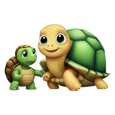 a turtle and a snail holding hands sticker