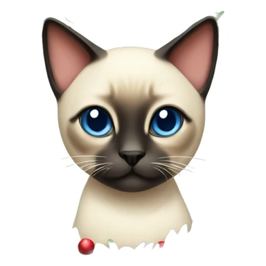 cute siamese cat with christmas garland sticker