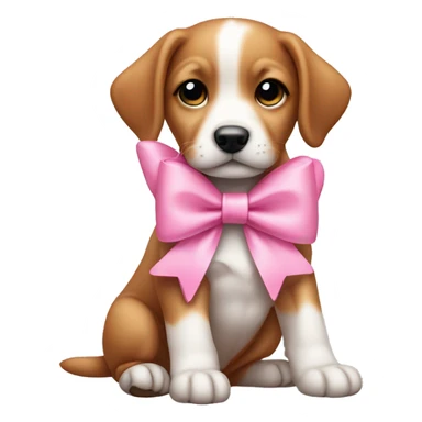 Puppy wearing a pink bow on ear sticker