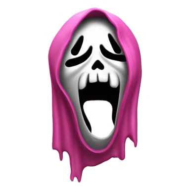 ghostface from scream scary movie pink with an open screaming black mouth hole sticker