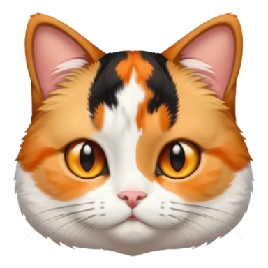 calico cat with small head, hazel eyes, and short but chubby body sticker