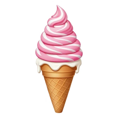 strawberry soft serve ice cream in a cone, pink swirl sticker