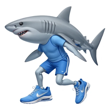 Shark with legs wearing blue Nikes and nothing else  sticker