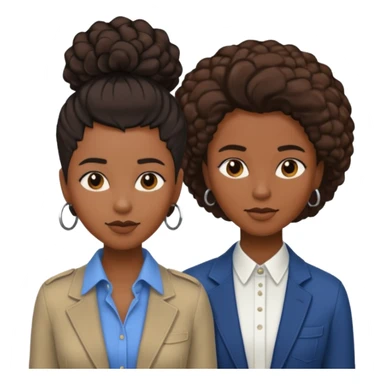 Black lesbian couple with one masculine with short hair and one feminine with long hair in stylish clothes  sticker