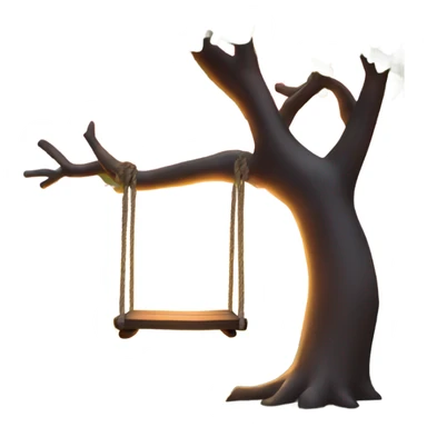 Tree swing in forest with sunset behind it sticker